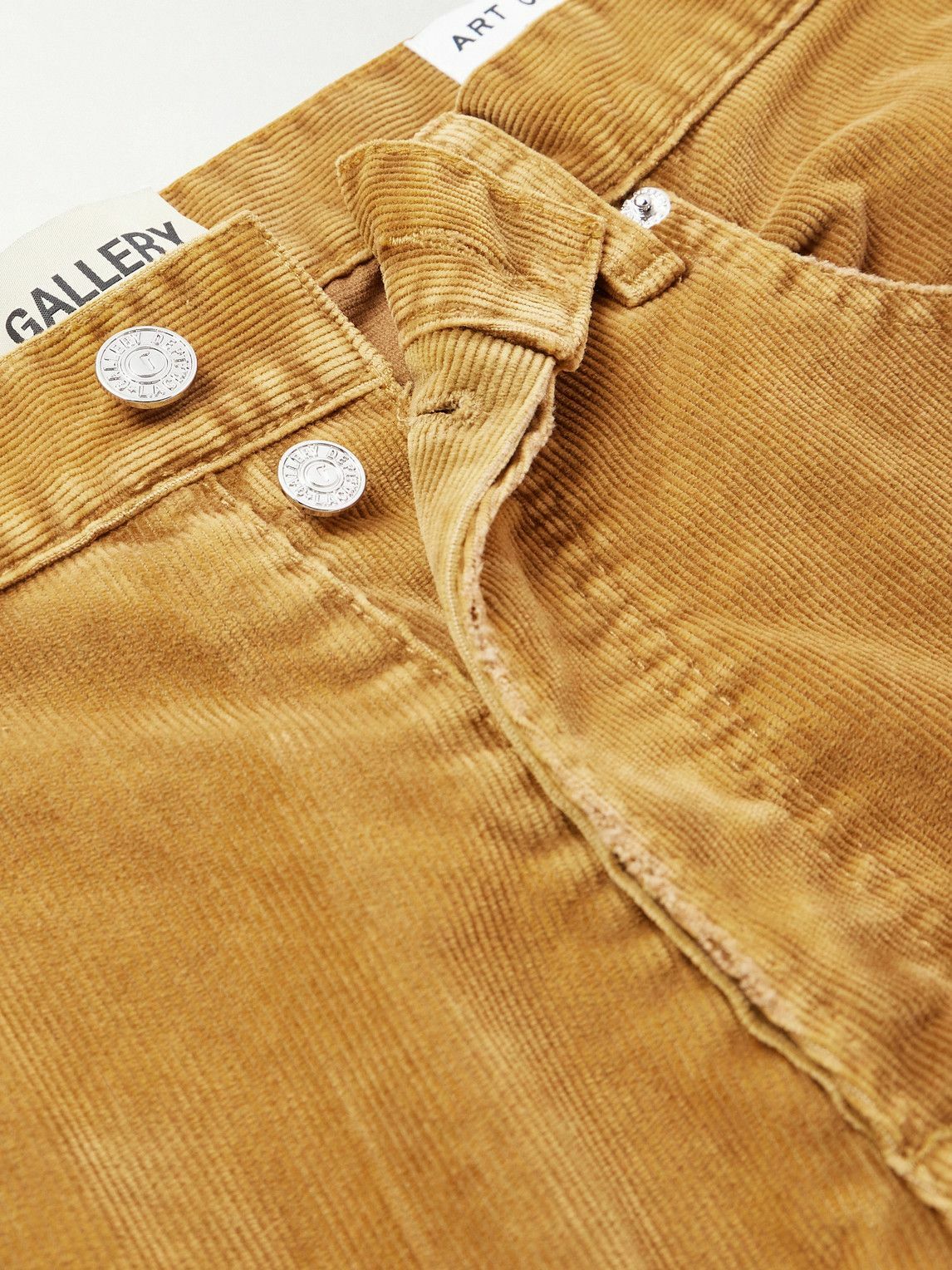 Gallery Dept. - Flared Distressed Cotton-Corduroy and Canvas Trousers - Brown