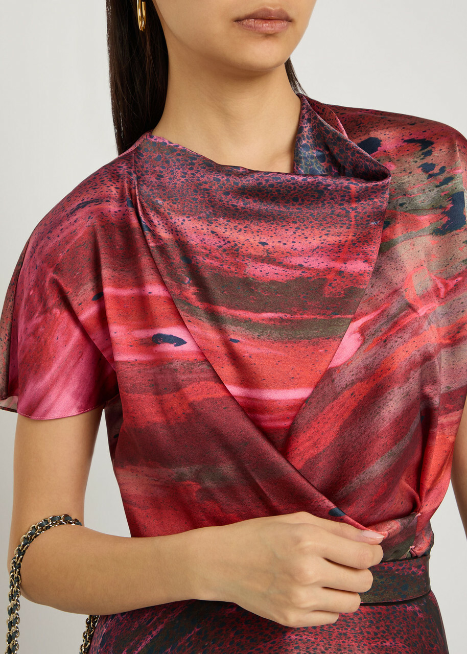 Roksanda Zua Printed Draped Silk top Multicoloured 1