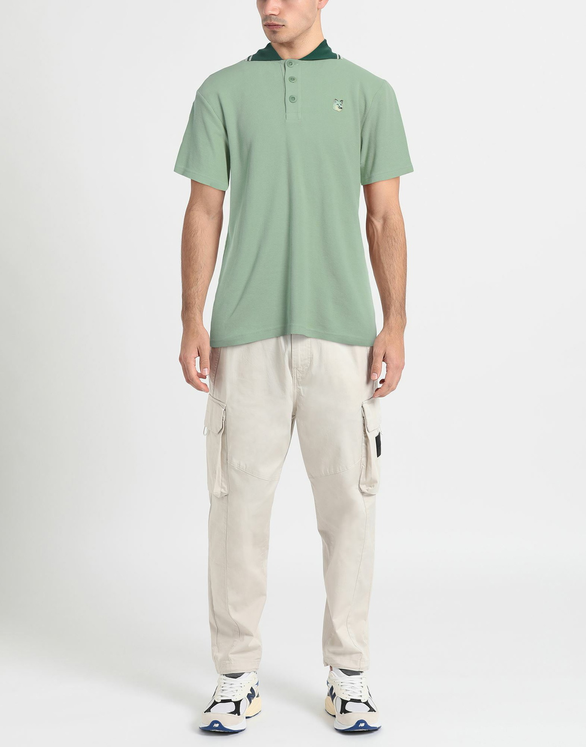 Maison Kitsuné Mens Polo shirt in Sage green