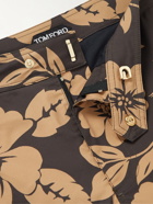 TOM FORD - Slim-Fit Mid-Length Floral-Print Swim Shorts - Brown