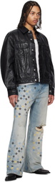 AMIRI Blue MA Quad Embroidered Flare Jeans