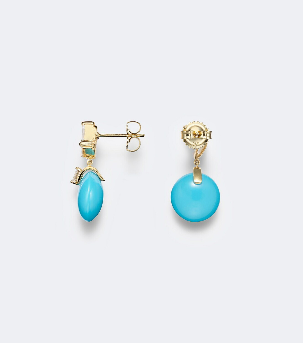 Suzanne Kalan 18kt gold drop earrings with turquoise and diamonds