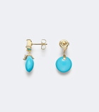 Suzanne Kalan 18kt gold drop earrings with turquoise and diamonds
