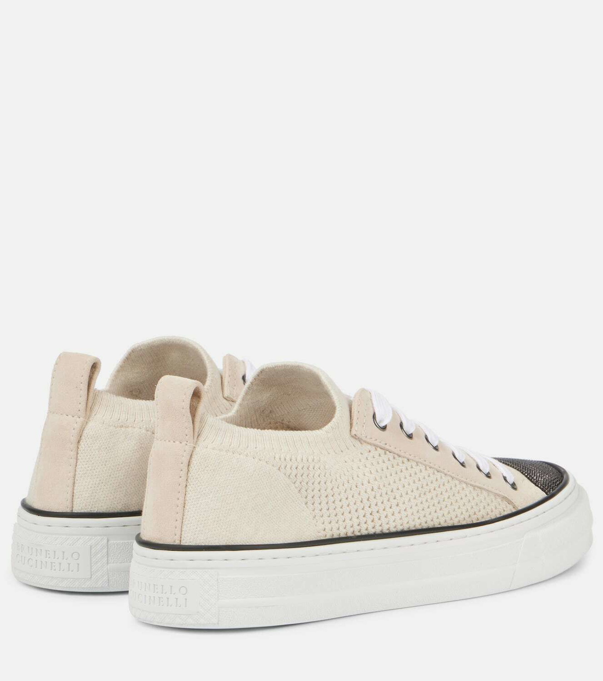 Brunello Cucinelli Monili suede-trimmed low-top sneakers