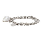 Givenchy Silver Long Pearl Chain Bracelet