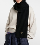 Prada Ribbed-knit virgin wool scarf