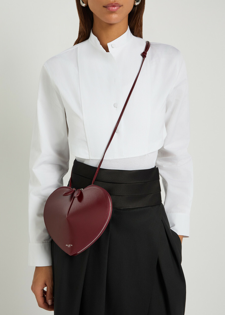 Alaïa Le Couer Glossed Leather Cross-body bag - Burgundy - One Size