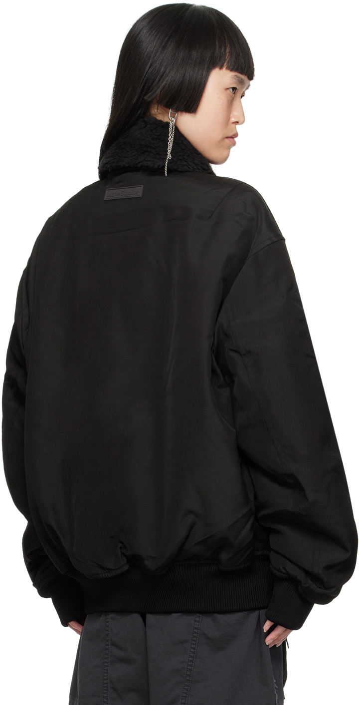 Acne Studios Black Faux-Shearling Collar Bomber Jacket Acne Studios