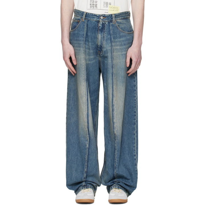 Photo: MM6 Maison Margiela Blue Wide-Leg Jeans