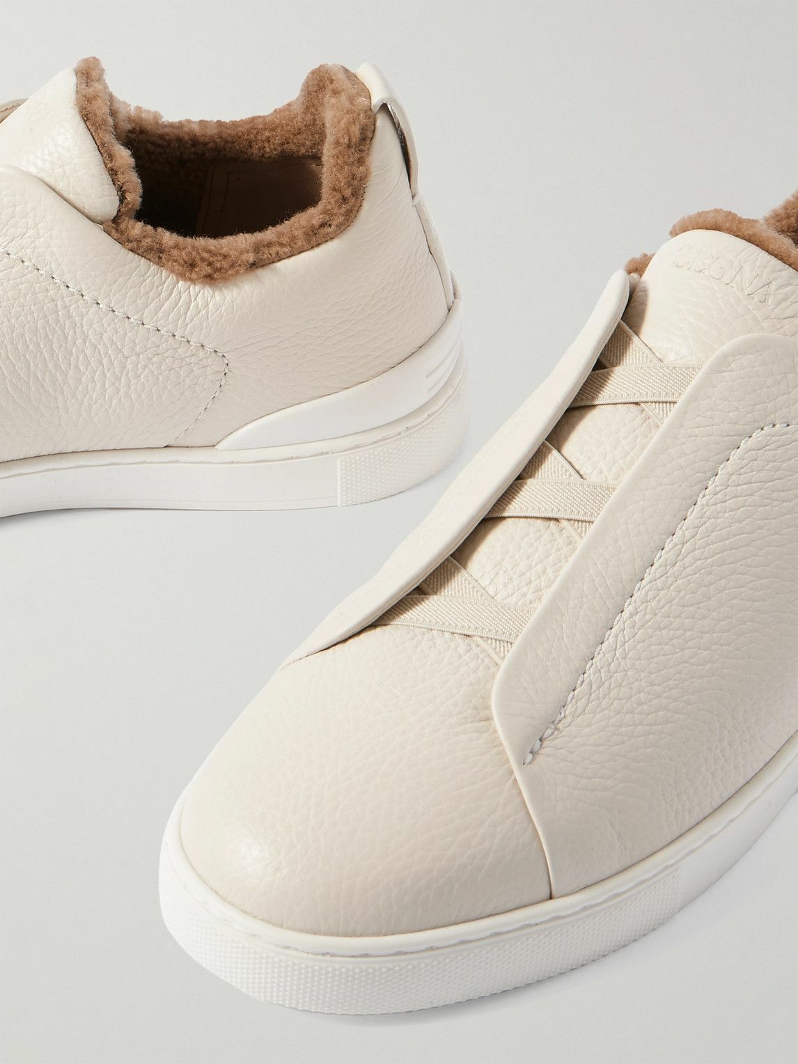 Zegna - Triple Stitch™ Shearling-Lined Leather Sneakers