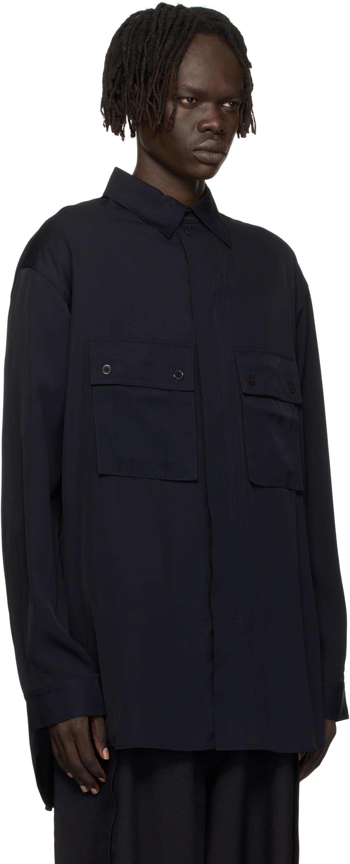 Y-3 Black Rayon Twill Shirt