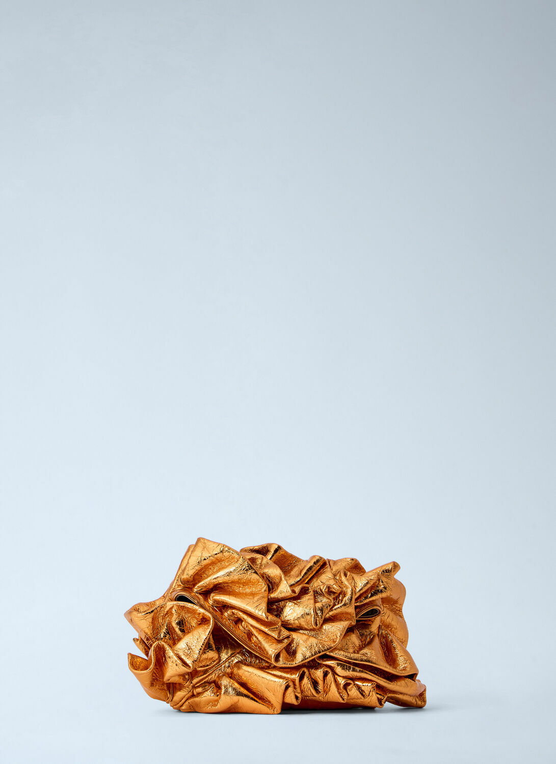 Dries Van Noten Ruffled Crinkled Leather Clutch Bag