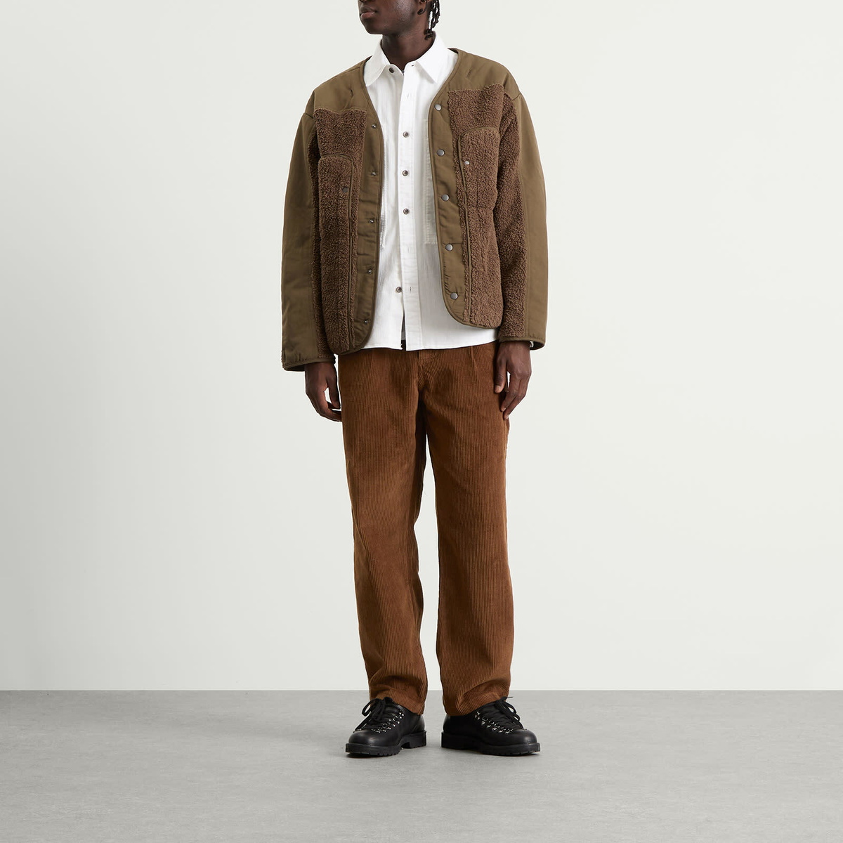 FrizmWORKS Men's Corduroy Wide One Tuck Pants in Brown