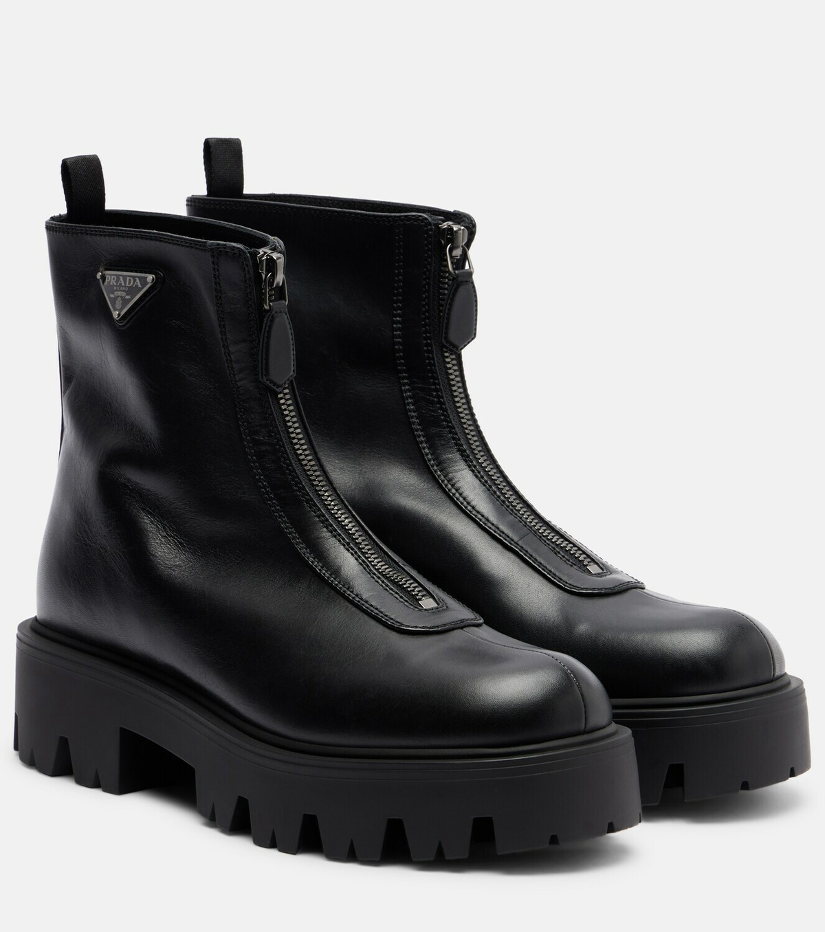Prada Leather platform ankle boots