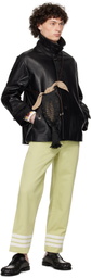 Bode Black Cropped Continental Leather Jacket