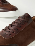 George Cleverley - The Ross Leather-Trimmed Suede Sneakers - Brown