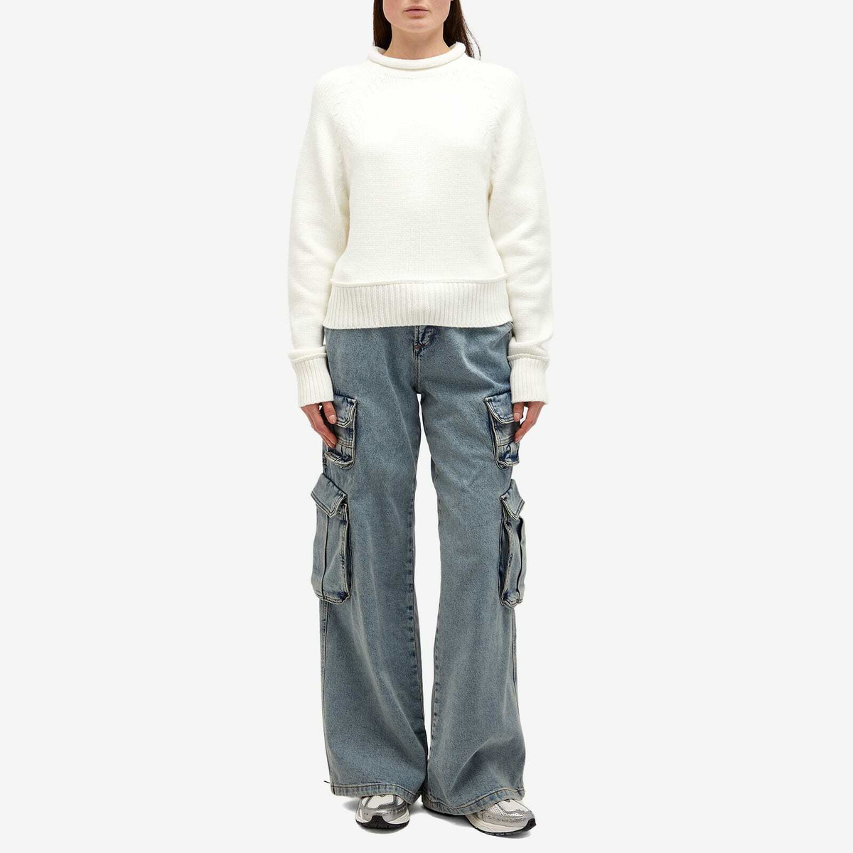 Good American Women's Crewneck Sweater in Cloud White