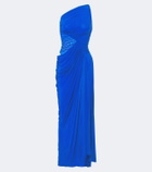 Alex Perry Ruched one-shoulder jersey gown