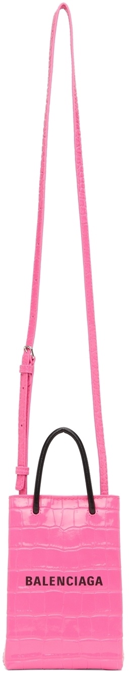 BALENCIAGA Calfskin Hello Kitty Phone Holder Bag Pink 721019