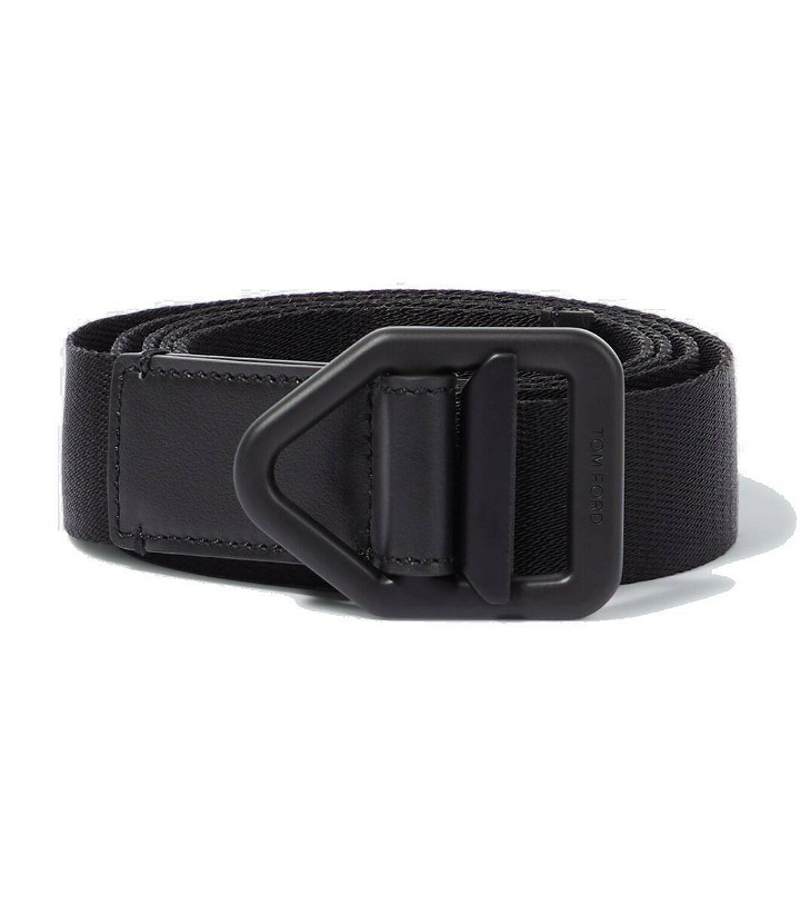 Photo: Tom Ford Leather-trimmed canvas belt