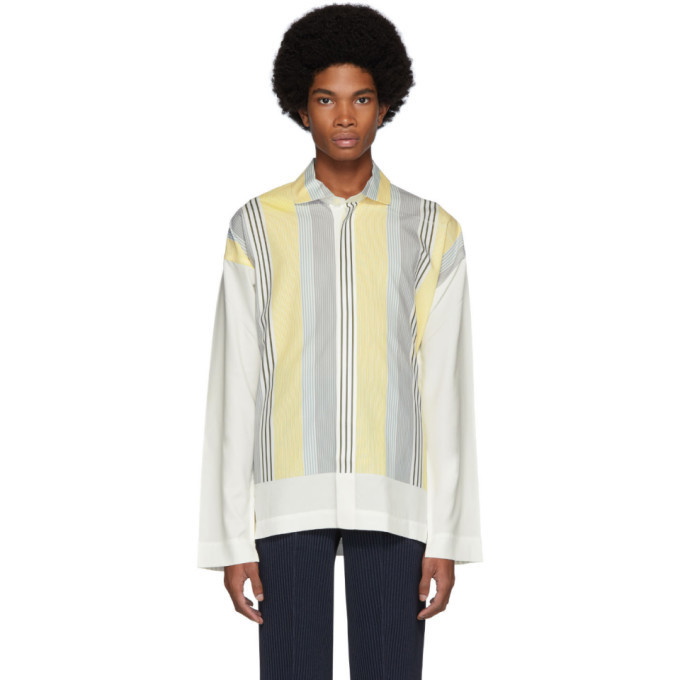 Photo: Homme Plisse Issey Miyake White and Yellow Stripe Press Shirt