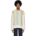 Homme Plisse Issey Miyake White and Yellow Stripe Press Shirt