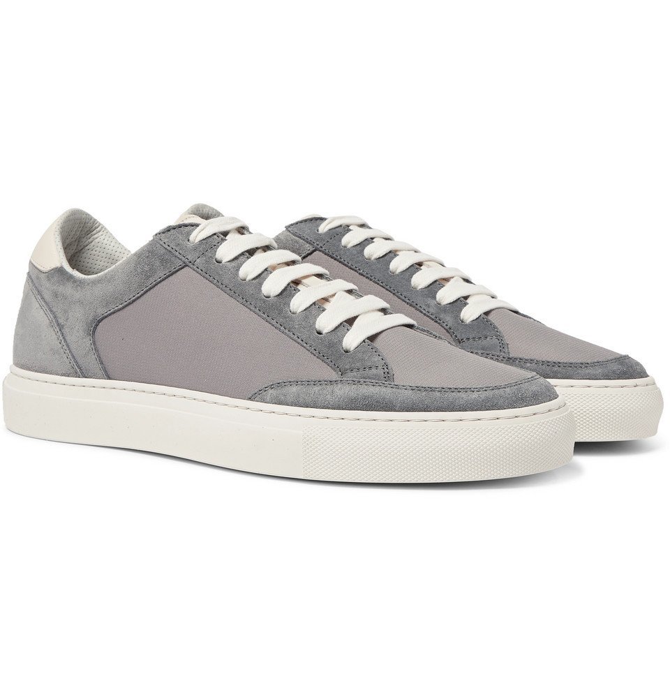 Brunello Cucinelli - Leather-Trimmed Suede and Ripstop Sneakers - Gray ...