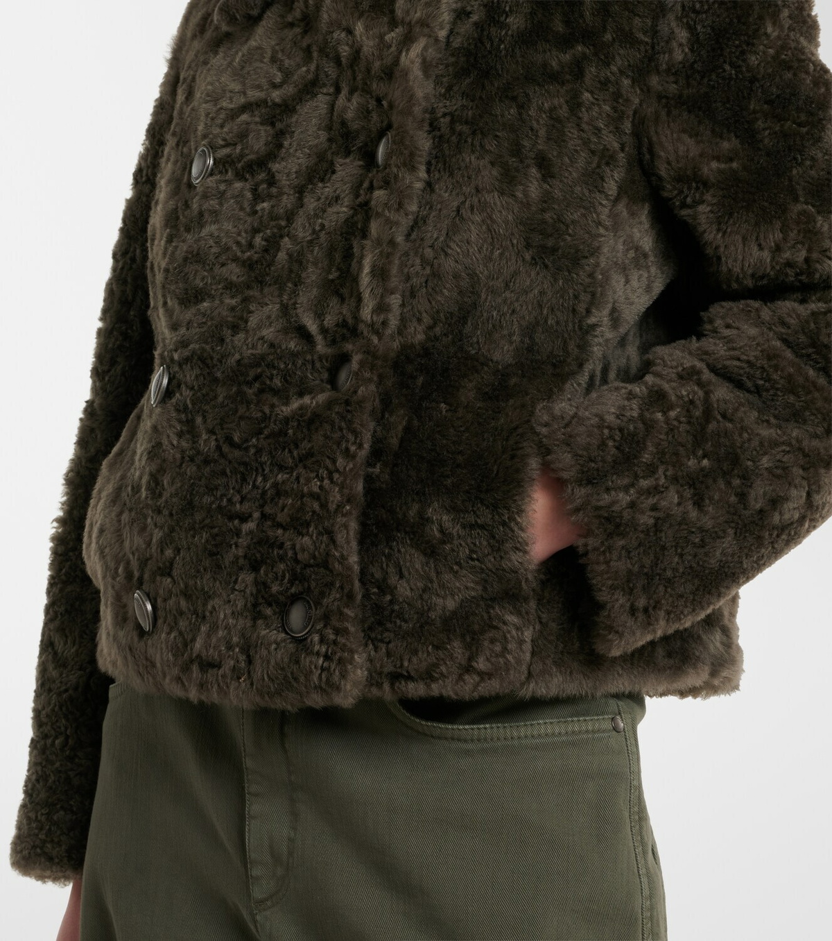 Brunello Cucinelli Cropped double-breasted shearling jacket