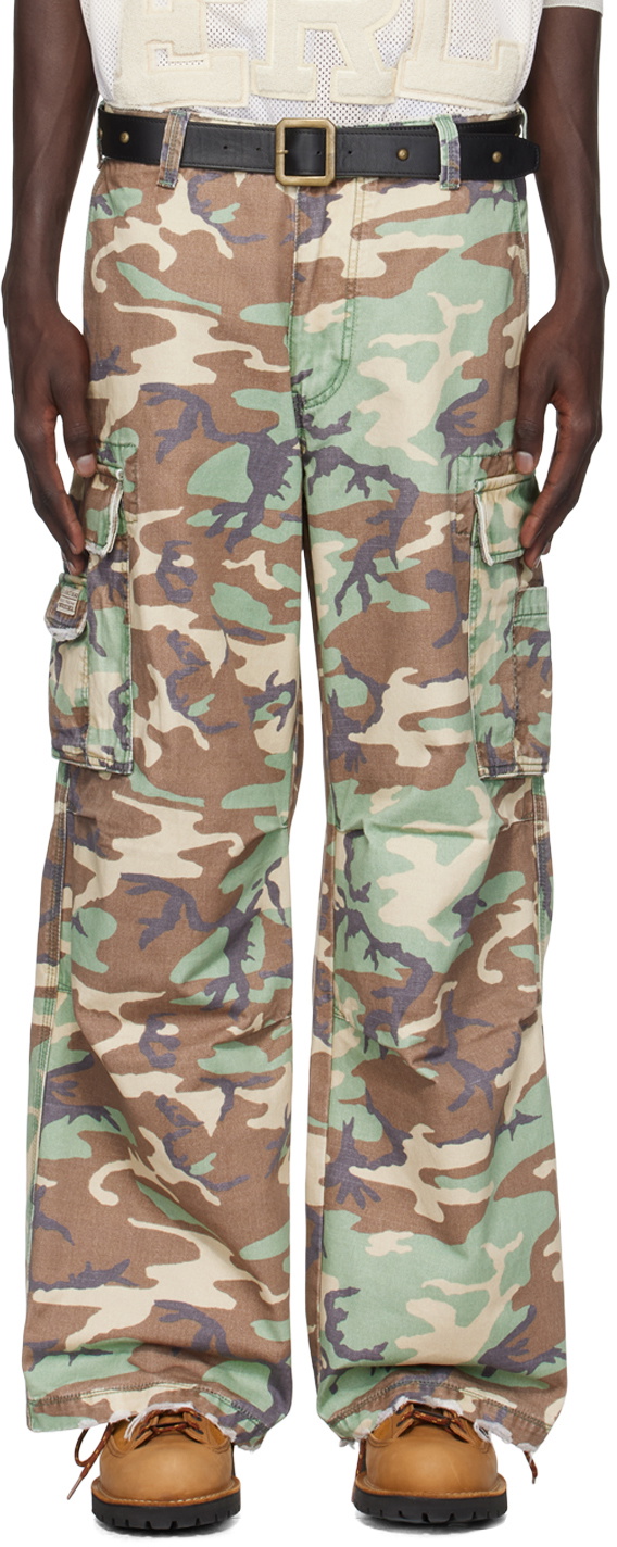 ERL　CAMOUFLAGE CARGO PANTS グリーン サイズ：M ERL Green Camo Cargo Pants ERL