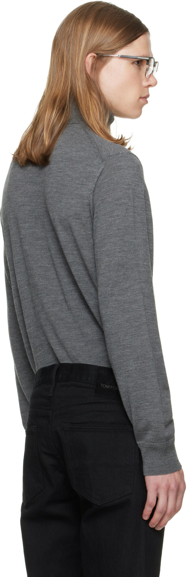 TOM FORD Gray Fine Gauge Pure Wool Turtleneck