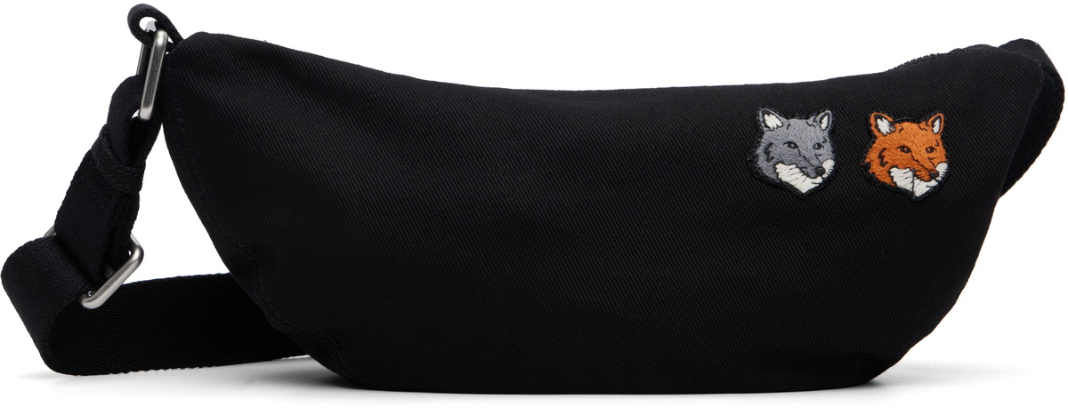 Maison Kitsuné Black Double Fox Head Pouch