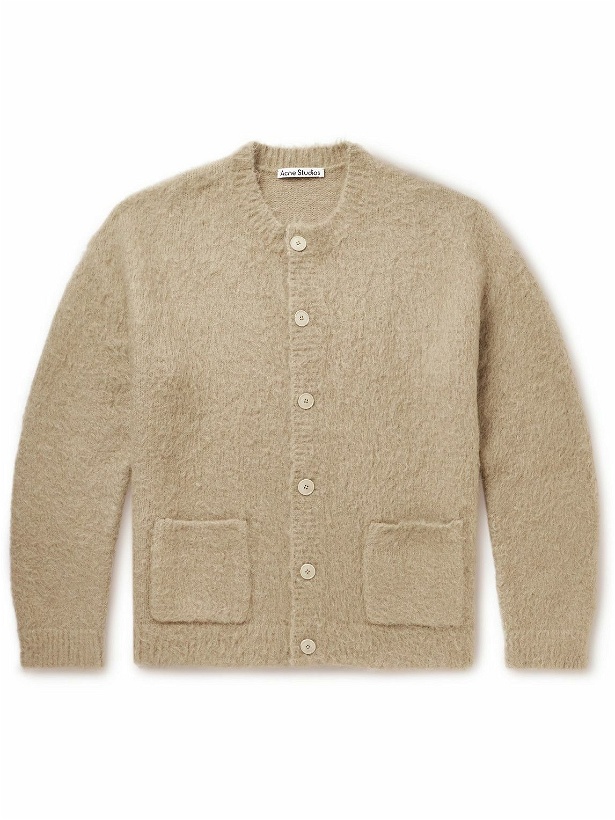 Photo: Acne Studios - Komer Brushed Stretch-Nylon, Wool and Mohair-Blend Cardigan - Neutrals