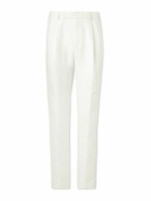 Kingsman - Tapered Pleated Herringbone Linen-Twill Suit Trousers - White