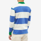 Drake's Men's Long Sleeve Block Stripe Hiking T-Shirt in Blue/White