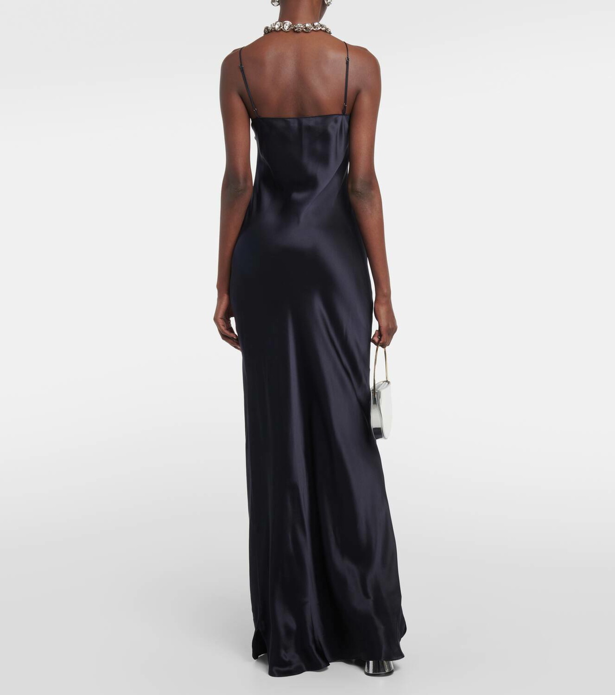 fitted lace wedding dress Midnight Blue Grace Cami Dress | Vegan Silk main image 1