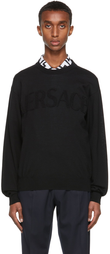 Photo: Versace Black Embroidered Logo Sweater