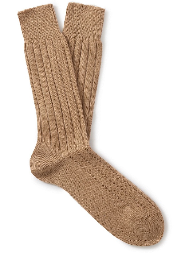 Photo: TOM FORD - Ribbed Cashmere Socks - Brown