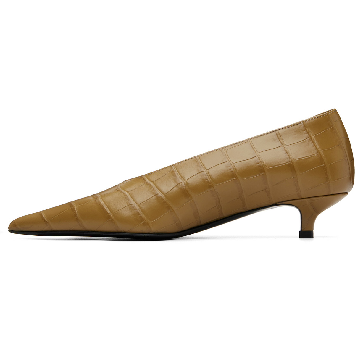 TOTEME Beige Sharp Croco-Embossed Kitten Heels