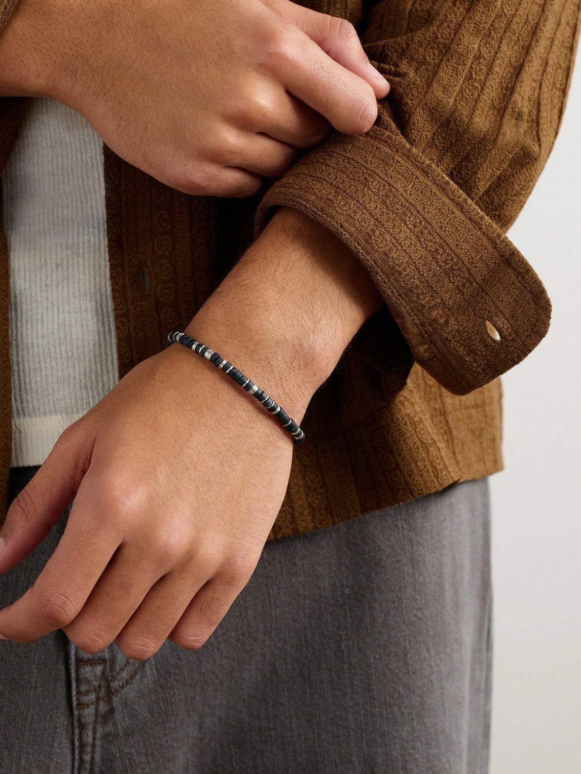M. Cohen - Dryp Sterling Silver Beaded Bracelet - Black