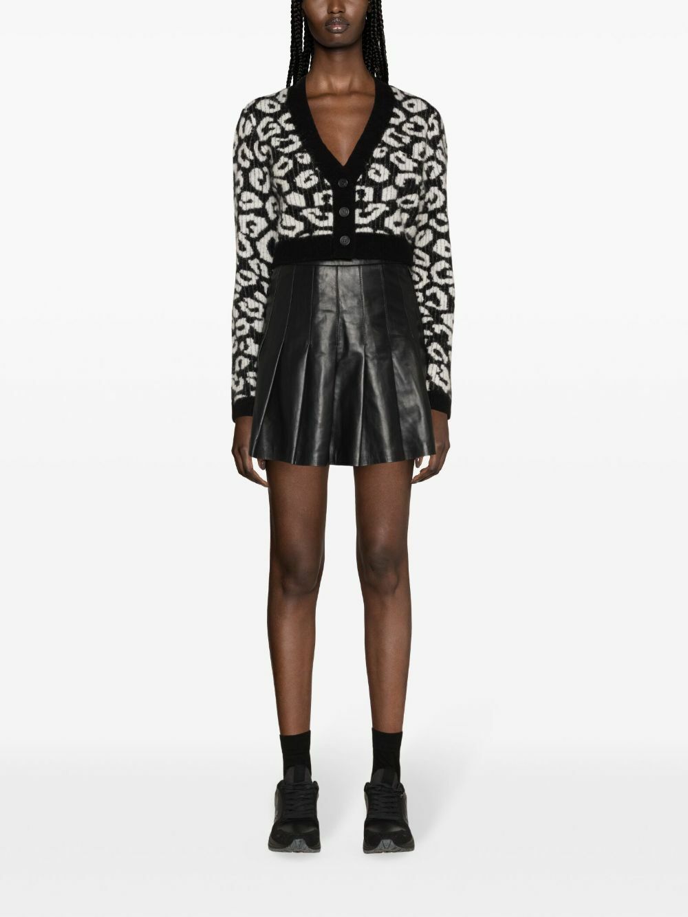 J.Lindeberg Black Mallory Leopard-Pattern Cardigan