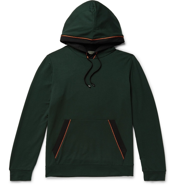 Photo: Zimmerli - Contrast-Tipped Jersey Hoodie - Green