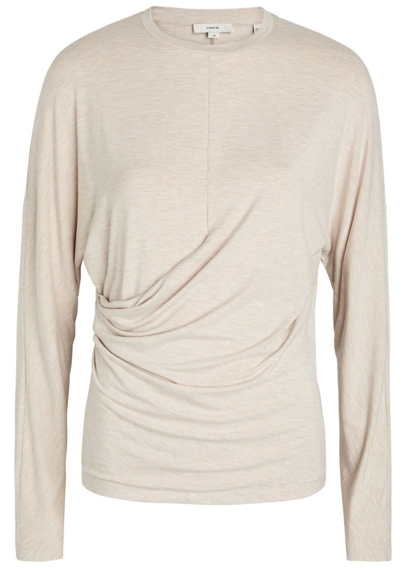 Photo: Vince Draped Stretch-jersey top Off White
