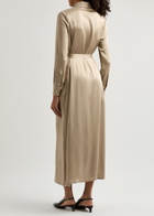 Herno Belted Satin Midi Shirt Dress Cream