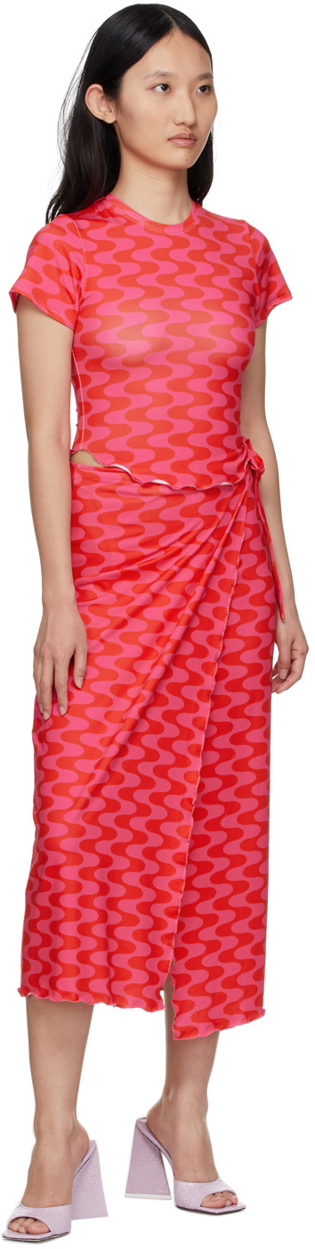 FENSI SSENSE Exclusive Pink & Red Waves T-Shirt
