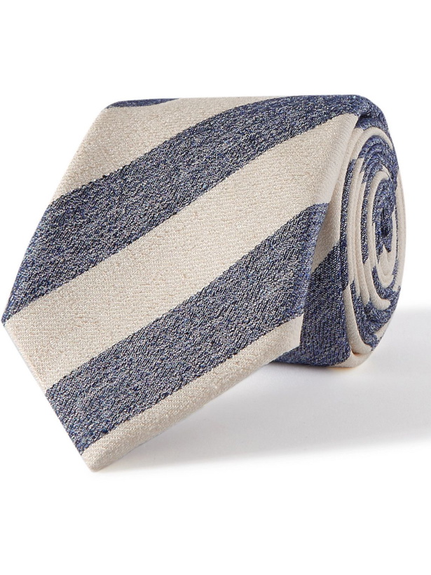 Photo: Canali - 8cm Striped Textured Silk-Jacquard Tie