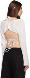 TheOpen Product White Scoop Neck Cardigan
