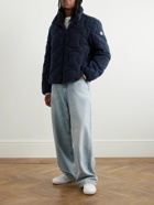 Moncler - Logo-Appliquéd Quilted Fleece Down Jacket - Blue