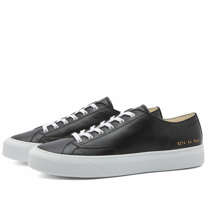 Photo: Common Projects Men's Tournament Low Classic Leather Sneakers in Black