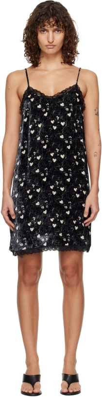 Photo: R13 Black Lace Trimmed Slip Midi Dress
