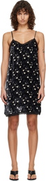 R13 Black Lace Trimmed Slip Midi Dress